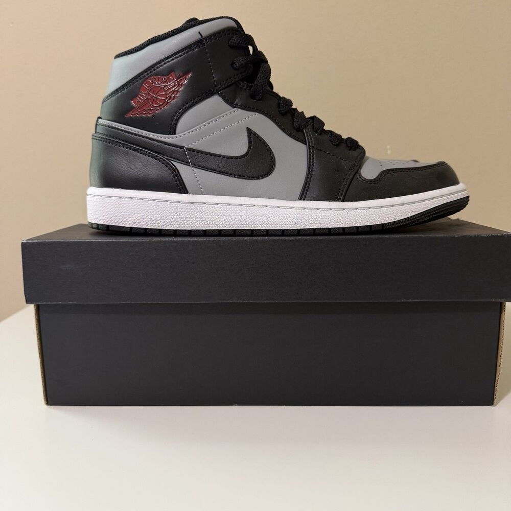 Nike Air Jordan Men’s 9 Black Shadow 1 Mid Top Gym Shoe Grey Red  554724-096